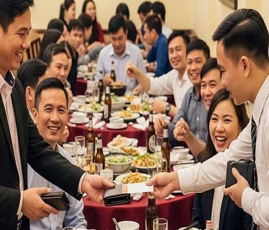 Đi họp lớp có 8 người bạn nhưng ai cũng dắt theo 1 người nhà đi ăn cùng