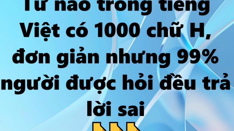 Từ nào trong tiếng Việt có 1000 chữ H, đơn giản nhưng 99% người được hỏi đều trả lời sai