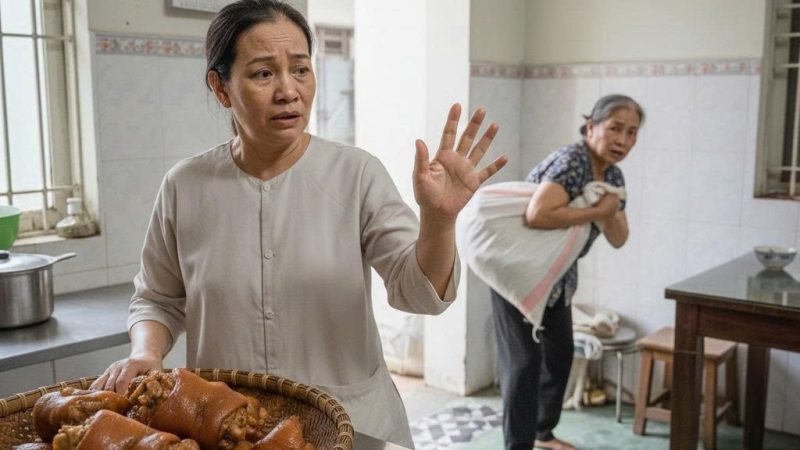 Mẹ ruột lên chăm đẻ mang theo 20 cái chân giò ngon nõn nà, vậy mà mẹ chồng âm thầm đem 16 cái cho em chồng