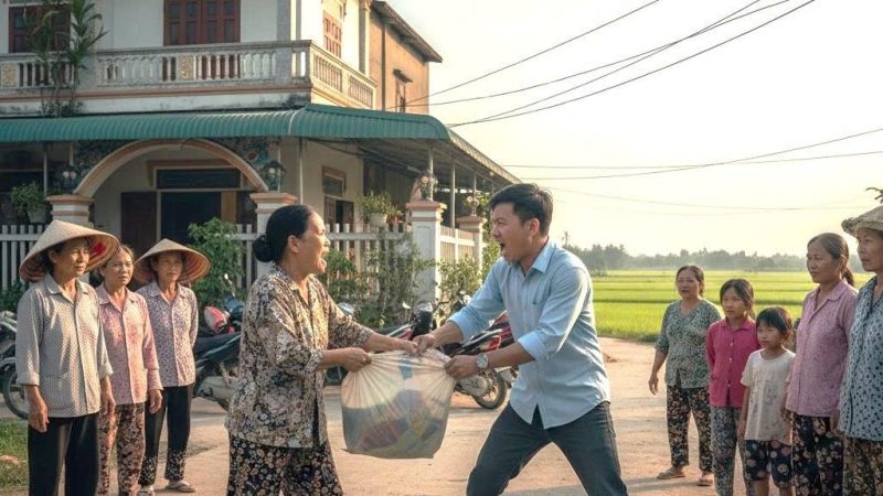 Mẹ vợ lên chơi nhà thăm con gái 1 tuần, khi về vừa ra khỏi cửa thì con rể đuổi theo lục tung túi quà con gái biếu