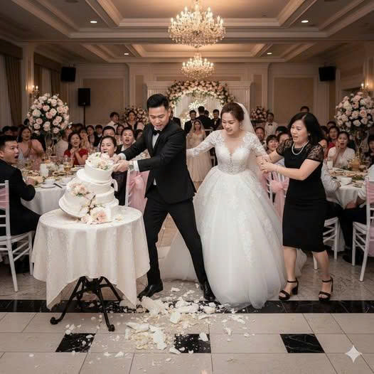 Em gái đang chuẩn bị cắt bánh cưới, chị gái ruột bỗng từ xa chạy đến tôi ôm chặt lấy và thì thầm, “Đẩy đổ nó đi