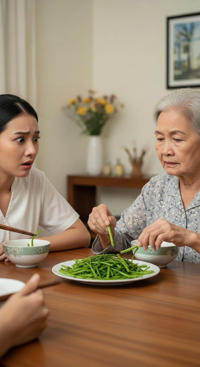 Tôi vừa cầm đũa thì nhớ câu mẹ ruột từng dặn và ngay khoảnh khắc ấy, tay tôi r:un b:ắn