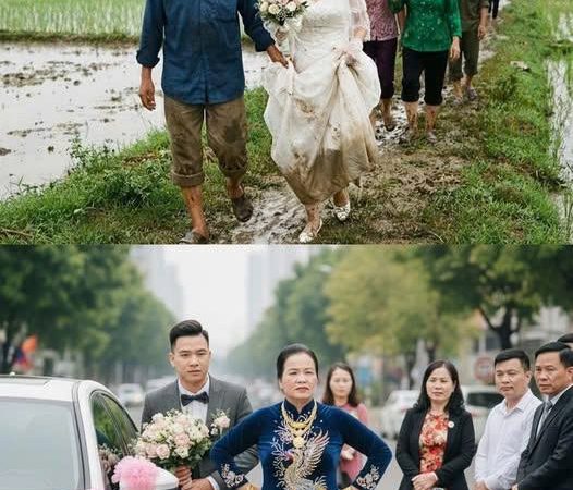 Chê nhà thông gia ở ngoài cánh đồng bẩn thỉu, hôi hám con dâu lại chửa 5 tháng nên mẹ chồng không thèm vào đón dâu mà bắt bố cô dâu phải dẫn con ra tận ngoài đường lớn