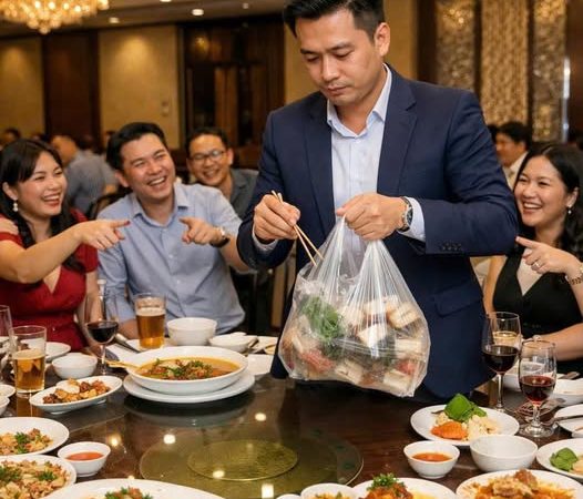 Đi họp lớp, ông Q giám đốc vẫn xin đồ ăn thừa gói mang về khiến cả lớp khinh ra mặt nói ông “làm màu” chứ đói nhe răng