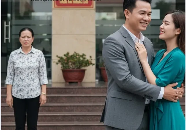 Vừa bước từ tòa án ra sau khi ly hôn, người đàn ông mừng rỡ ôm nhân tình và lên mặt với người vợ cũ